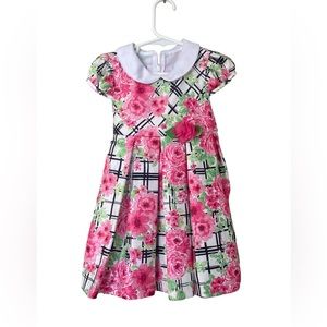 BONNIE JEAN MULTI-COLOR FLORAL APPLIQUED PARTY DRESS